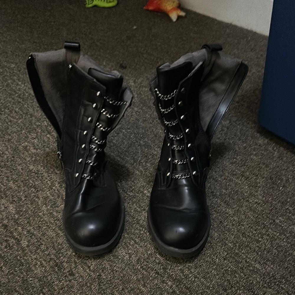 Black Chain-Embellished Women's Boots